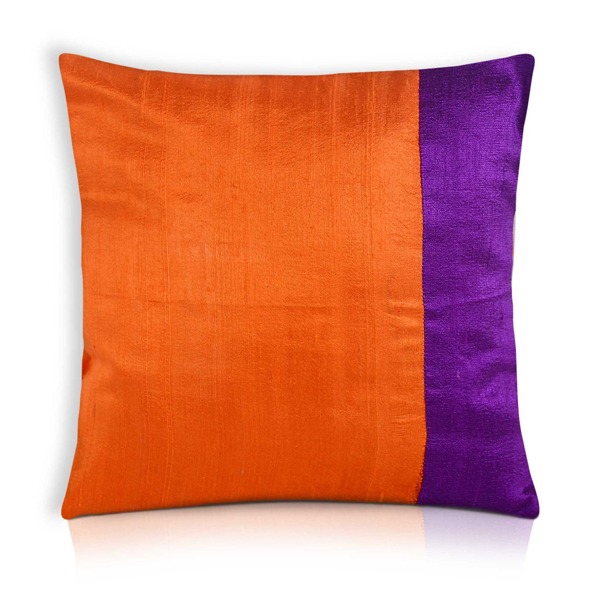 Purple and Emerald Green Color Block Raw Silk Pillow Cover – DesiCrafts