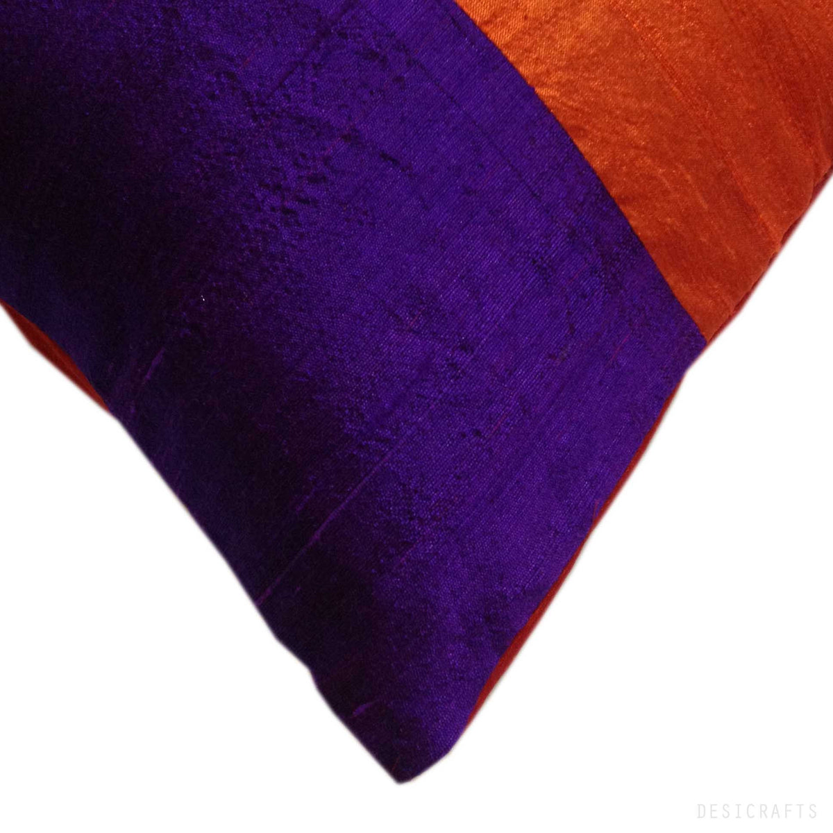 Purple and Emerald Green Color Block Raw Silk Pillow Cover – DesiCrafts