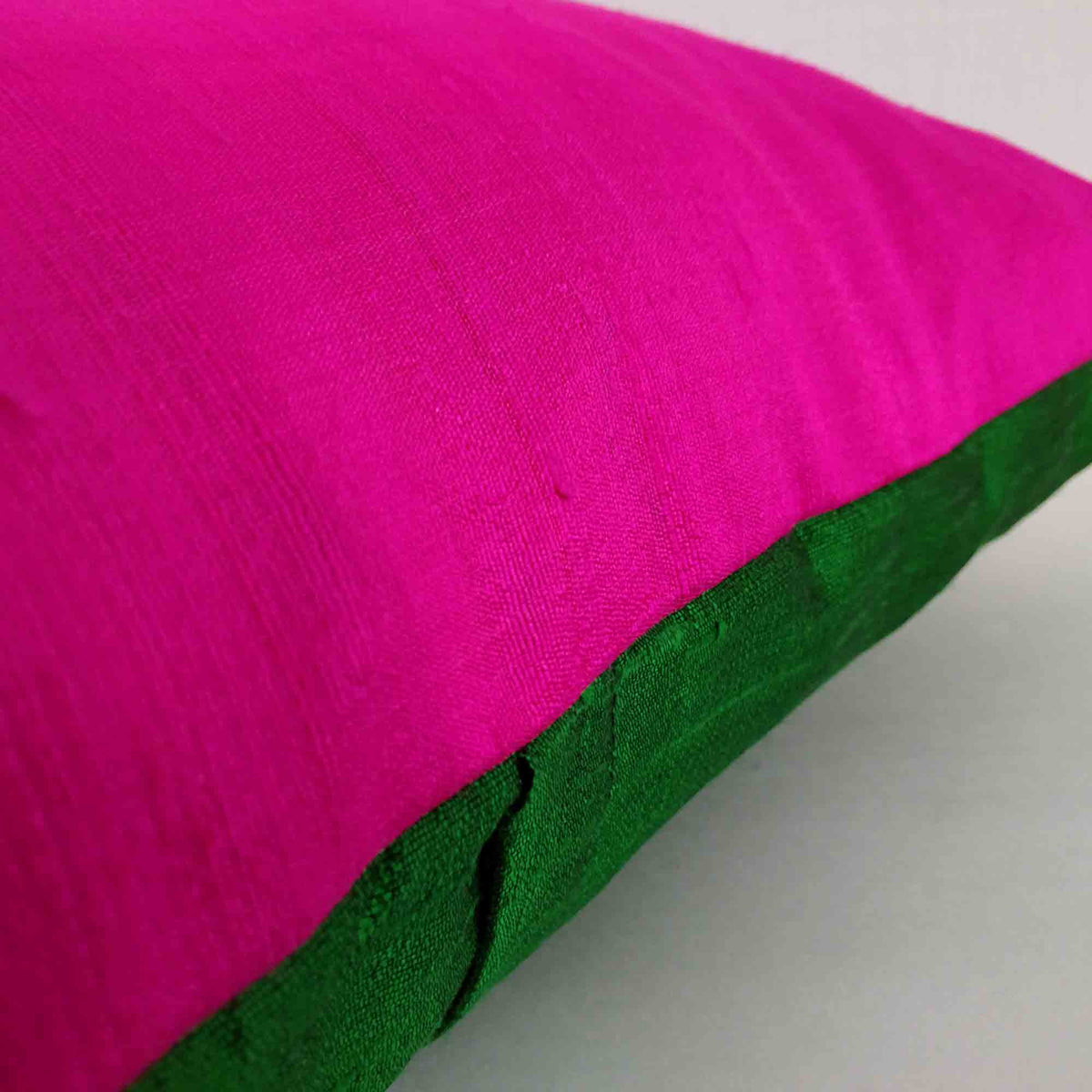 Purple and Emerald Green Color Block Raw Silk Pillow Cover – DesiCrafts