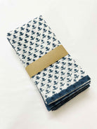 Blue block printed dinner napkins