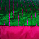 Green and Magenta Raw Silk Pillow Cover