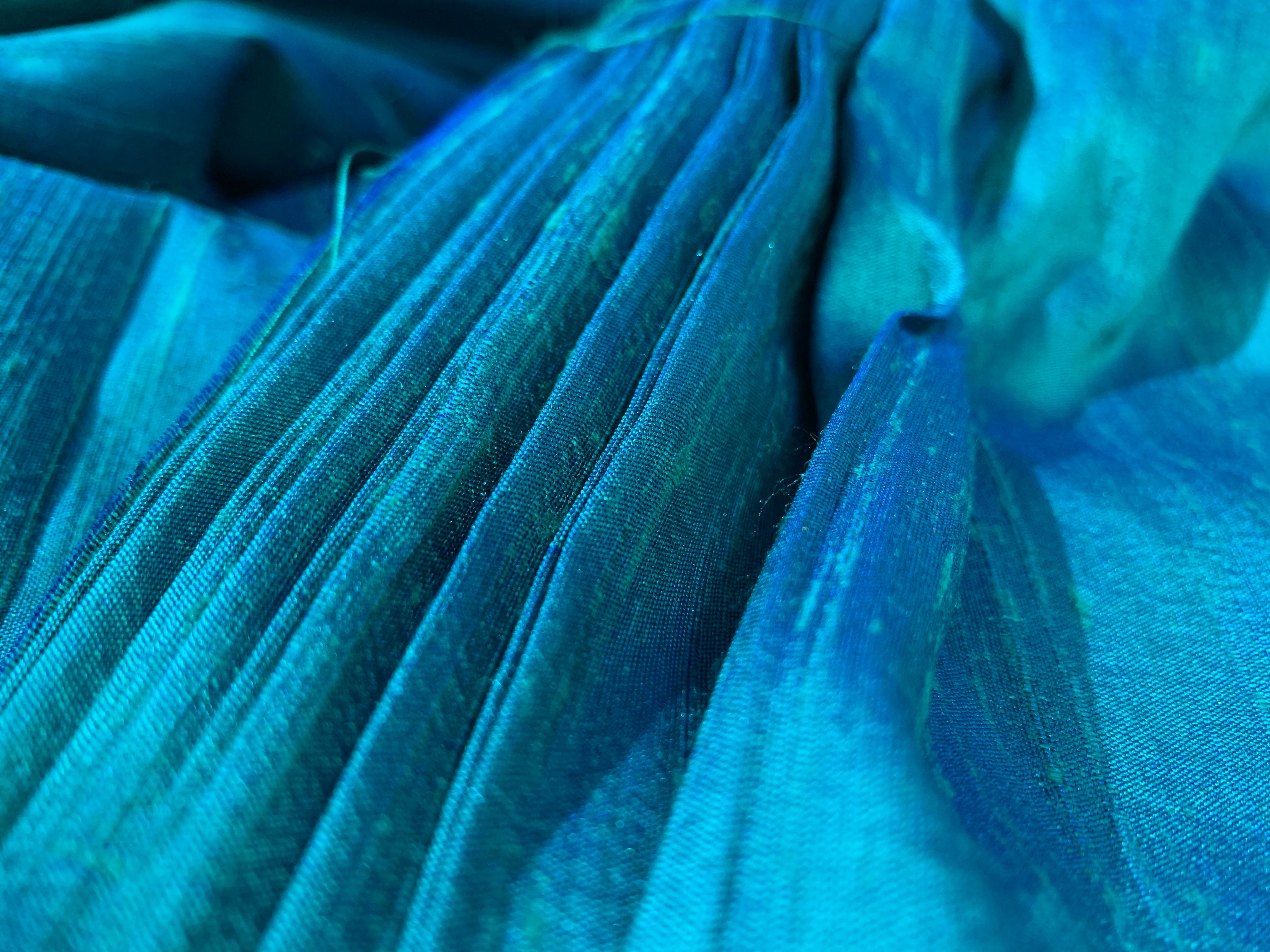 Peacock Blue Gajji Silk or Mashru Silk Fabric