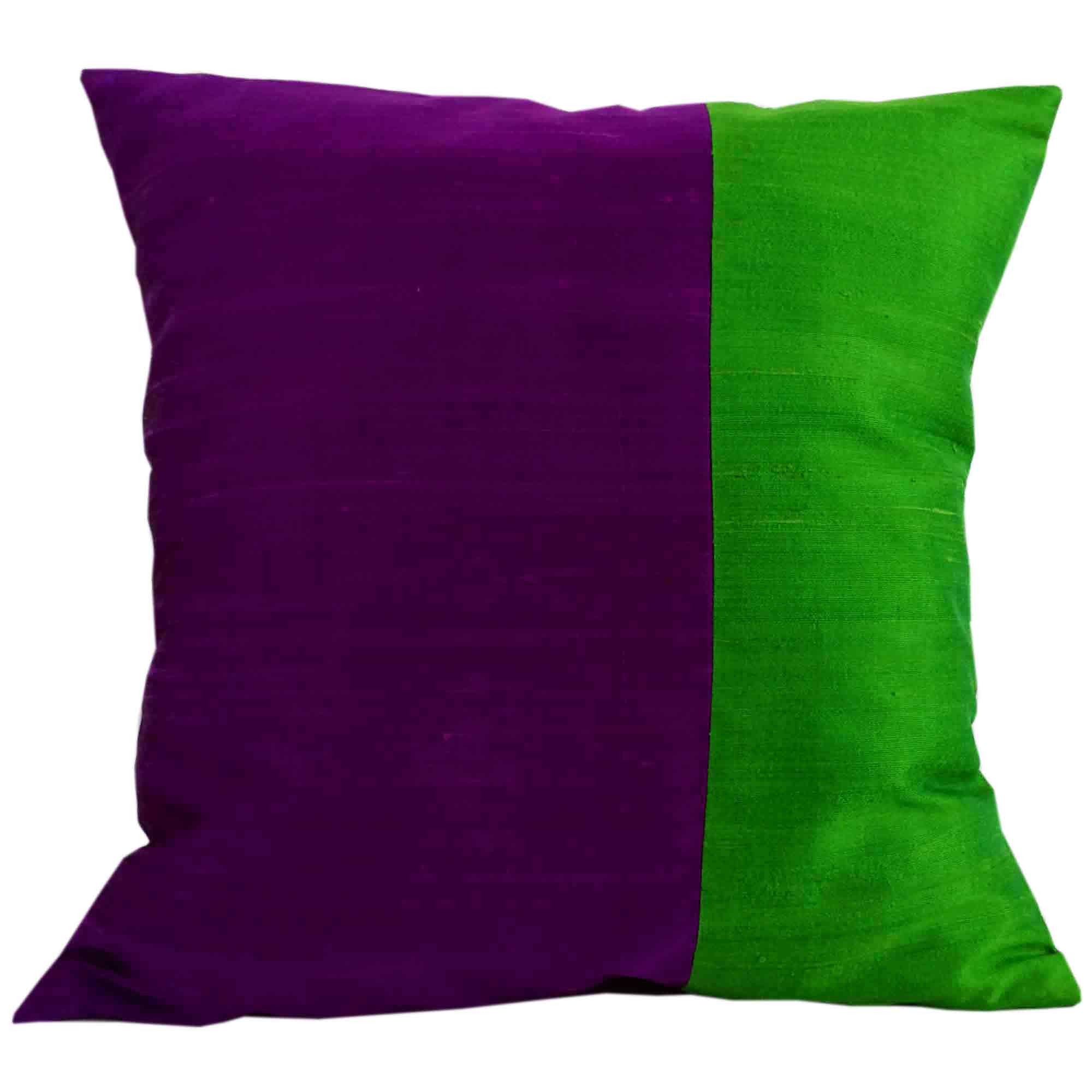 Color Block Cushion in Emerald Green and Morganite Pink Cashmere and Wool