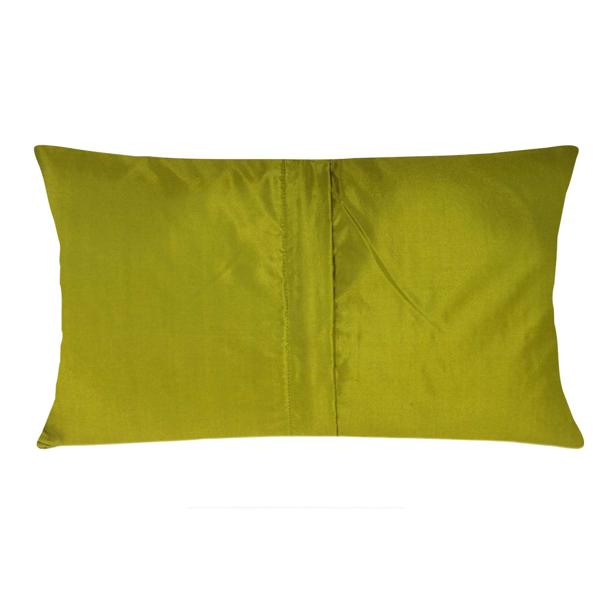 Olive and Royalblue Raw Silk Lumber Pillow Cover 