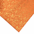 Coral and gold banarasi silk fabric