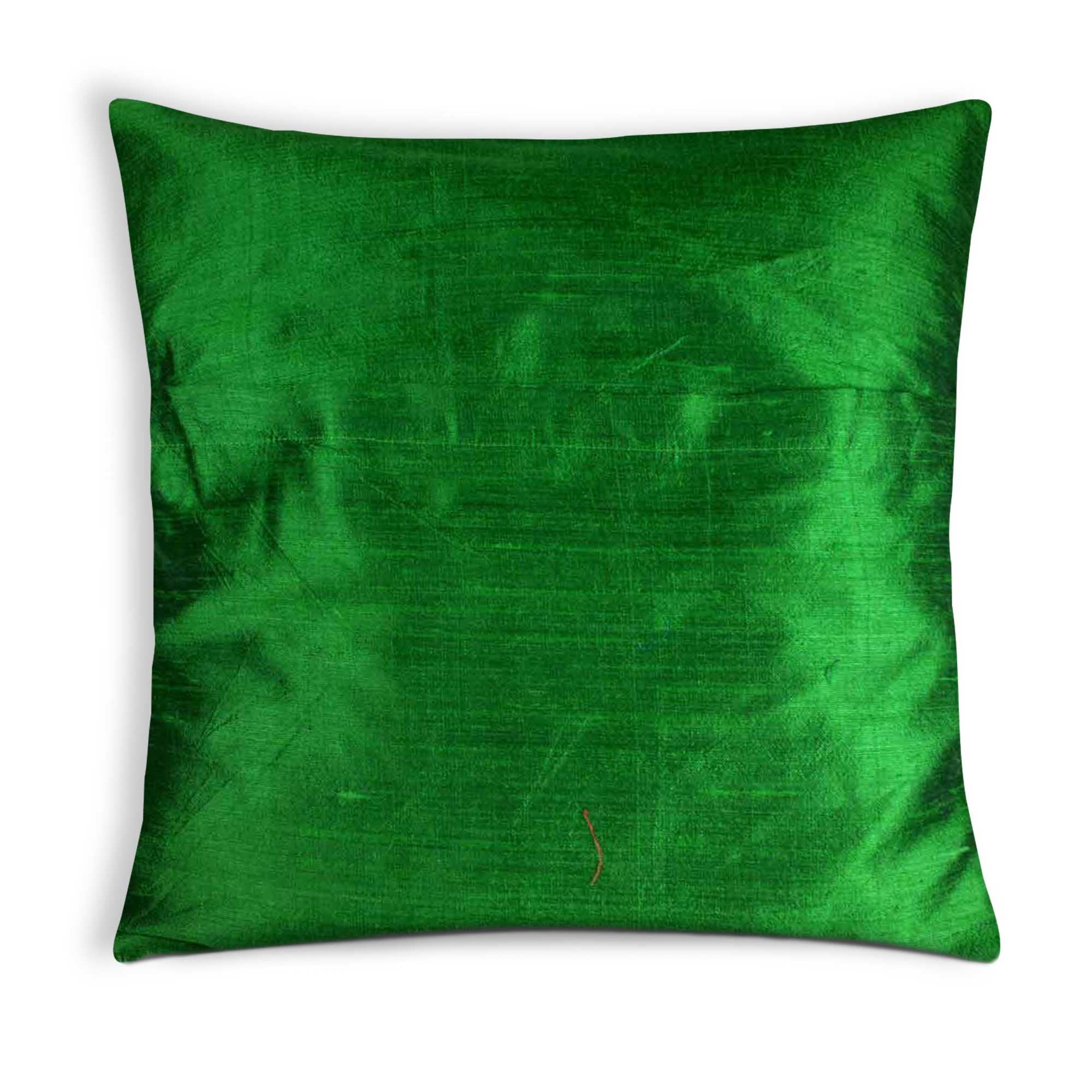 Emerald green silk pillow cover buy online from DesiCrafts