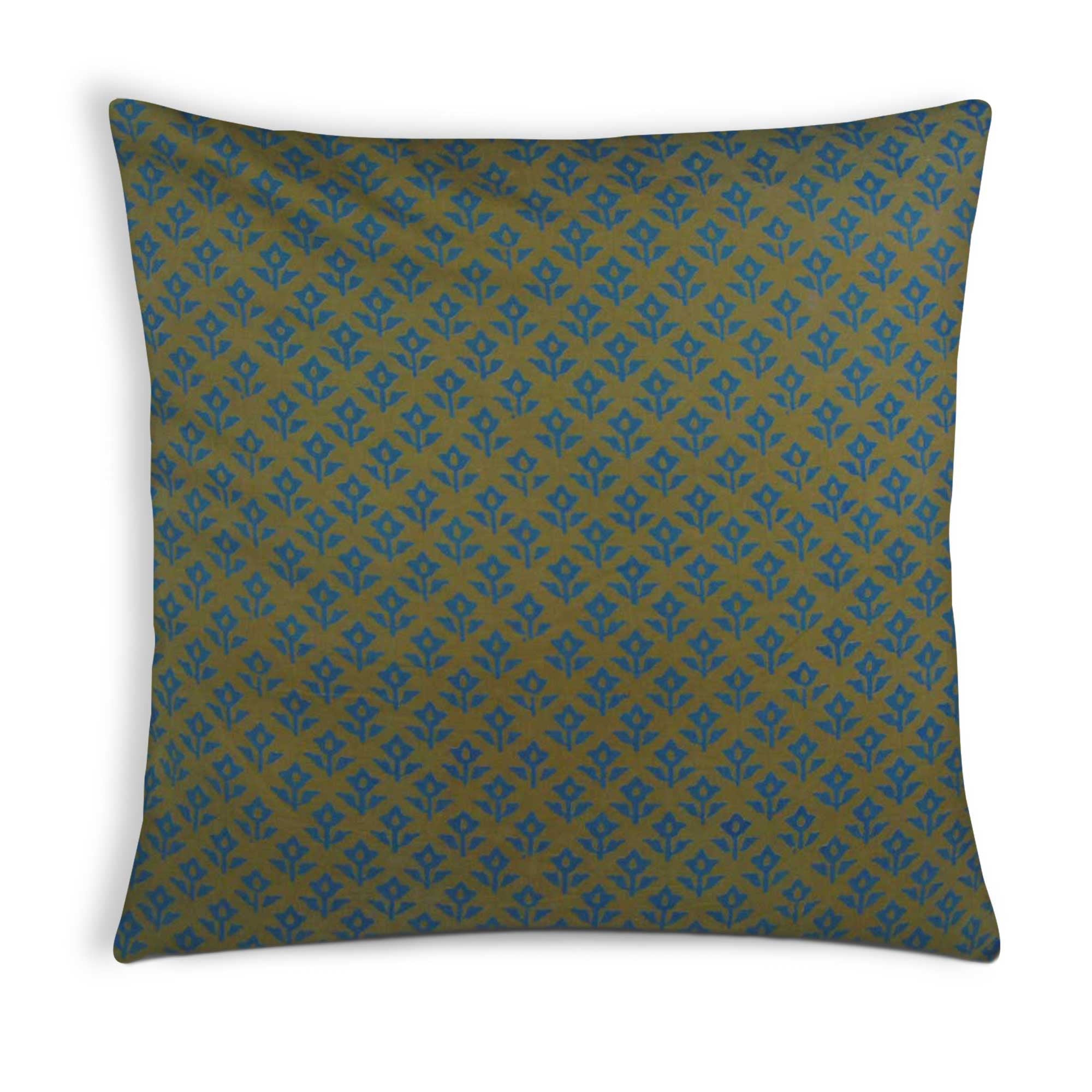 Teal and Olive Cotton Pillow Cover Buy Online From DesiCrafts