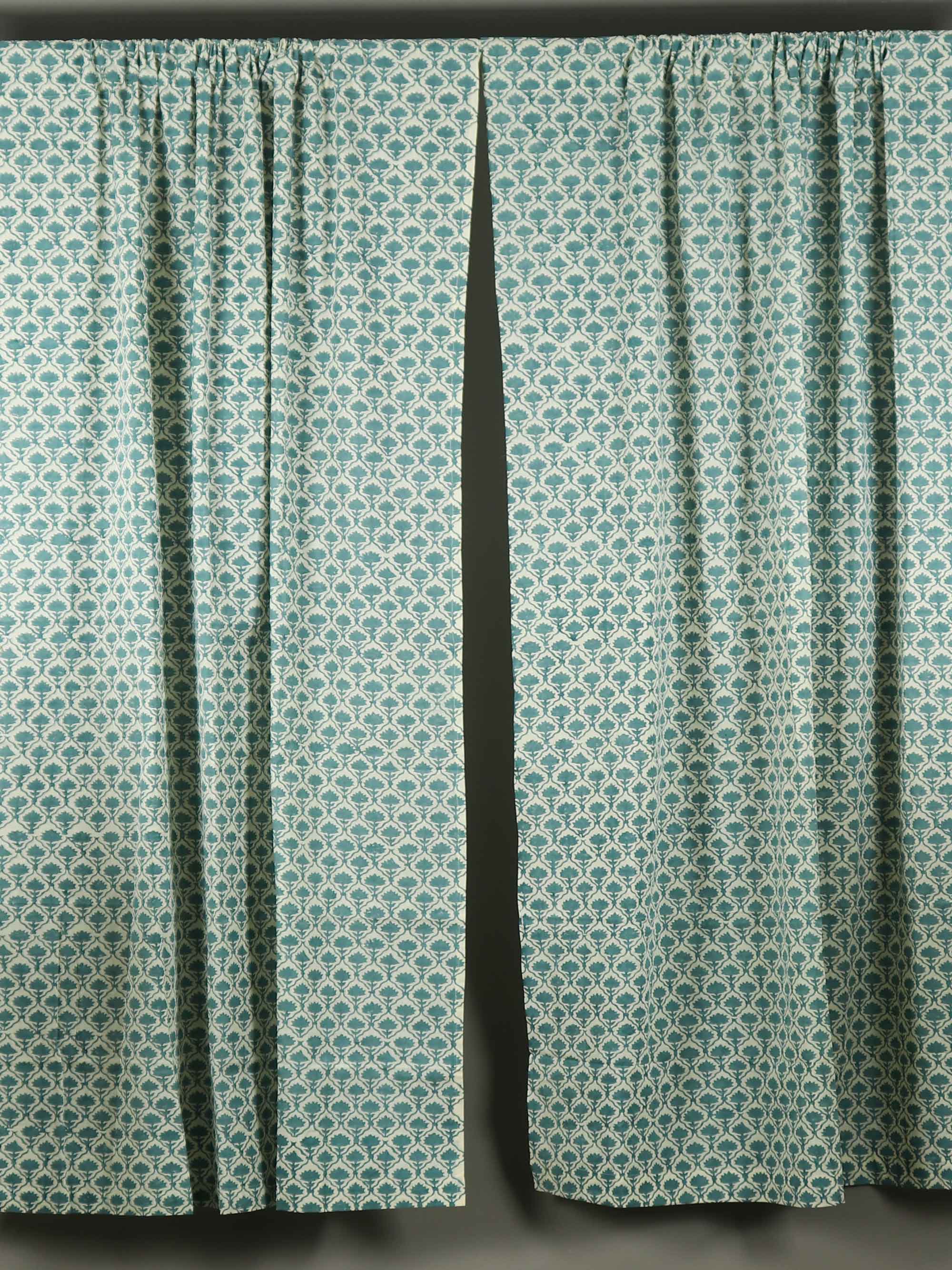 Blue Grey cotton curtains by DesiCrafts