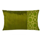 Olive and Gold Damask Raw Silk Lumber Pillow Cover Buy Online From DesiCrafts