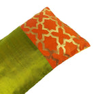 Olive and Orange Damask Raw Silk Lumber Pillow Cover 