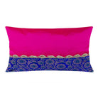 Hot Pink and Blue Soft Silk Decorative Silk Lumbar Pillow Cover