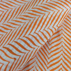 Orange and White Chevron Print Soft Cambric Cotton Fabric Buy By Meter
