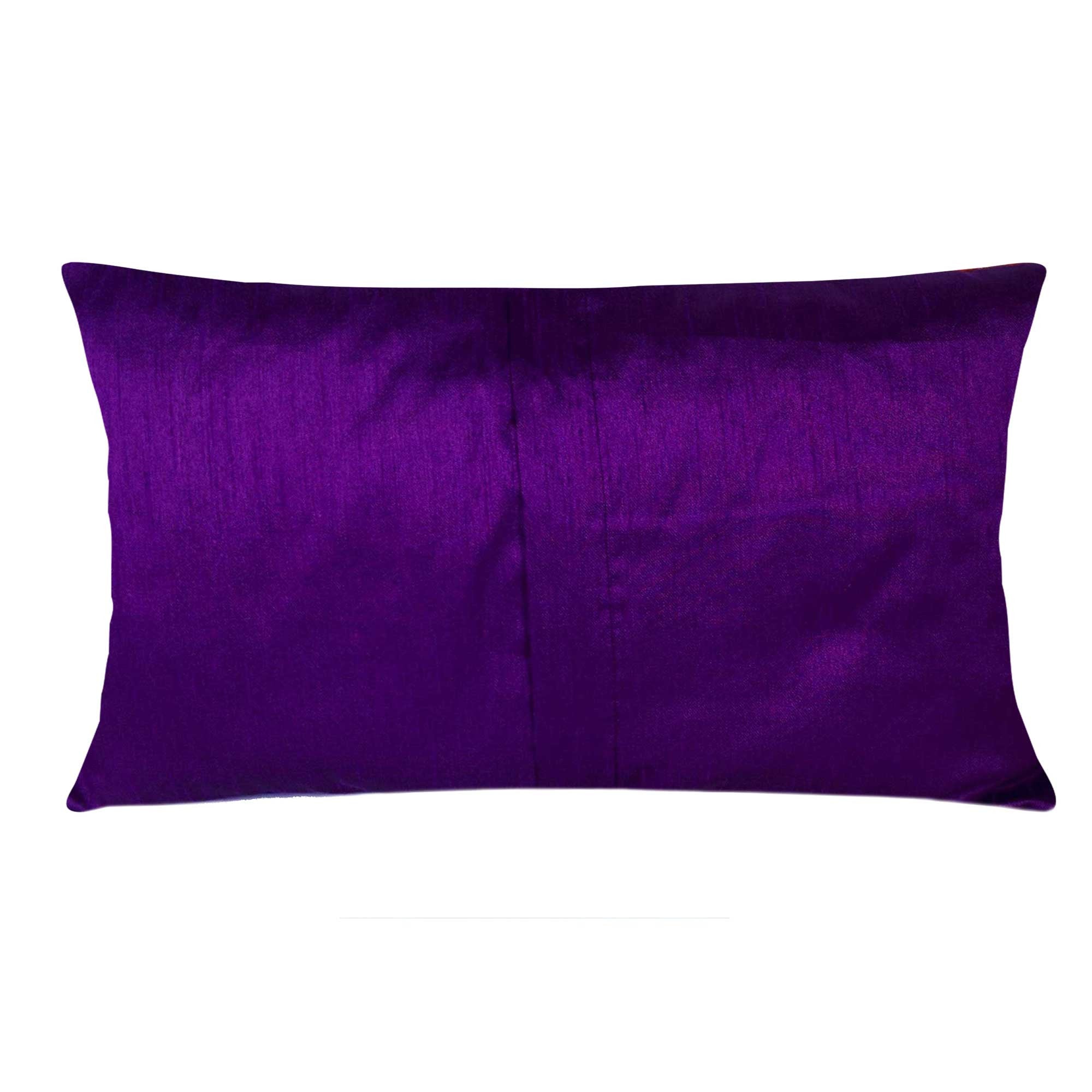 Orange and Purple Damask Raw Silk Lumber Pillow Cover