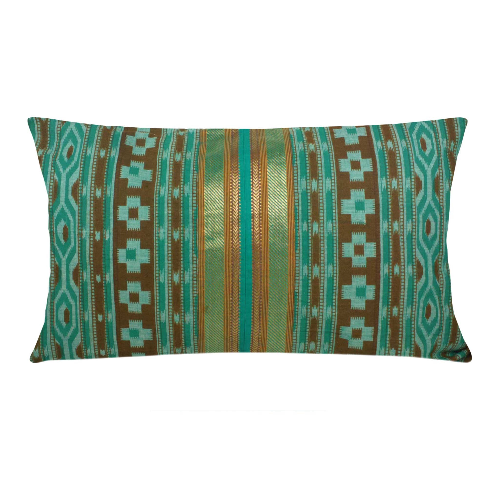 Teal and Gold Lumber Cotton Pillow Cover Buy Online From DesiCratfs