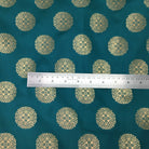 Teal and Gold Mandala Banaras Jacquard Silk Fabric