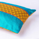 Handmade Teal and Mustard Pure Silk Cushion Cover By DesiCrafts