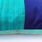 Navy and Teal Raw Silk Lumbar Pillow Cover